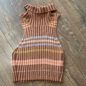 NWOT FREE PEOPLE Stripe EDITH Knit Sweater Turtle Cowl Neckline Sleeveless Large